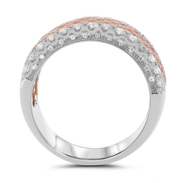 White and Rose Gold Diamond Wedding Band Image 2 SVS Fine Jewelry Oceanside, NY