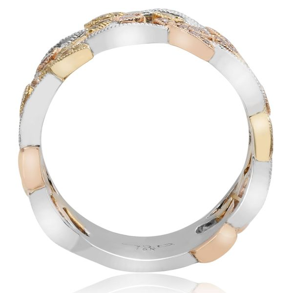 White, Yellow, And Rose Gold Floral Inspired Diamond Band Image 2 SVS Fine Jewelry Oceanside, NY