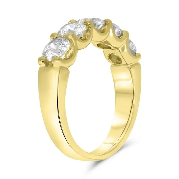 14K Yellow Gold Five Stone Round Diamond Band Image 3 SVS Fine Jewelry Oceanside, NY