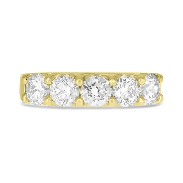 14K Yellow Gold Five Stone Round Diamond Band SVS Fine Jewelry Oceanside, NY