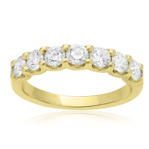 Yellow Gold Seven Stone Round Diamond Band SVS Fine Jewelry Oceanside, NY