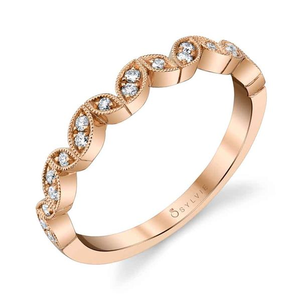 Sylvie Rachel 14K Rose Gold Wedding Band, 0.13Cttw SVS Fine Jewelry Oceanside, NY