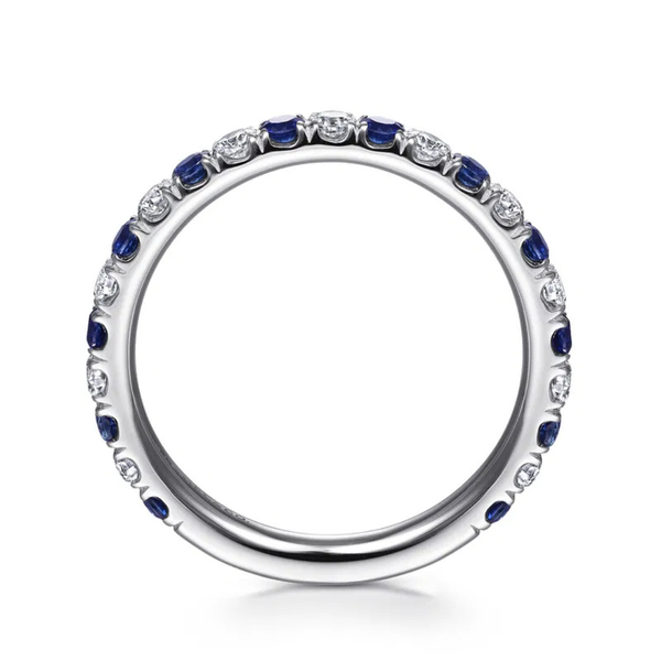 Gabriel & Co. Bari - 14K White Gold Diamond and Sapphire Anniversary Band Image 2 SVS Fine Jewelry Oceanside, NY