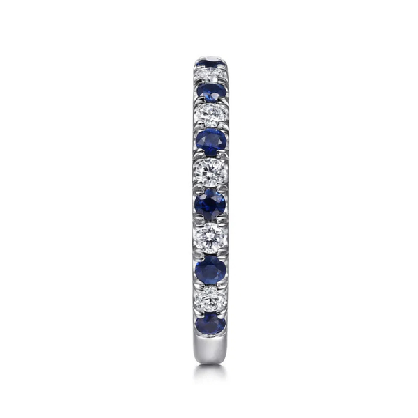 Gabriel & Co. Bari - 14K White Gold Diamond and Sapphire Anniversary Band Image 4 SVS Fine Jewelry Oceanside, NY