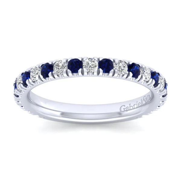 Gabriel & Co. Bari - 14K White Gold Diamond and Sapphire Anniversary Band Image 5 SVS Fine Jewelry Oceanside, NY