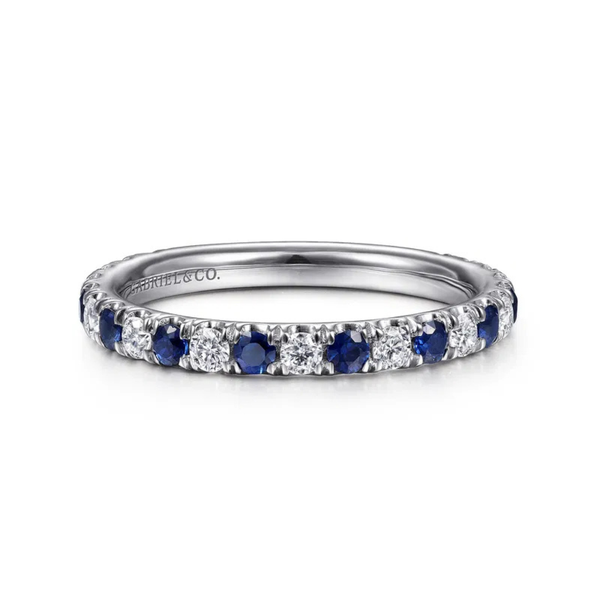 Gabriel & Co. Bari - 14K White Gold Diamond and Sapphire Anniversary Band SVS Fine Jewelry Oceanside, NY