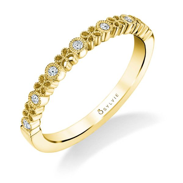 Sylvie Josephine Yellow Gold Wedding Band, 0.08Cttw SVS Fine Jewelry Oceanside, NY