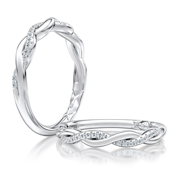A.Jaffe White & Rose Gold Diamond Wedding Band Image 2 SVS Fine Jewelry Oceanside, NY