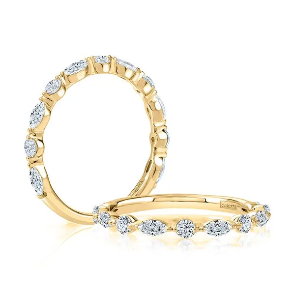 A.Jaffe Yellow Gold Mixed Shape Diamond Wedding Band SVS Fine Jewelry Oceanside, NY