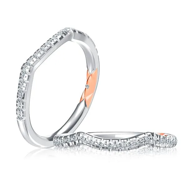 A.Jaffe White & Rose Gold Wedding Band SVS Fine Jewelry Oceanside, NY