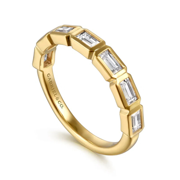 Gabriel & Co. 14K Yellow Gold Bezel Baguette Diamond Anniversary Band Image 3 SVS Fine Jewelry Oceanside, NY