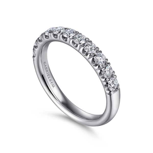 Gabriel & Co. Classic 14k White Gold Portofino 11 Stone French Pave Wedding Band Image 3 SVS Fine Jewelry Oceanside, NY