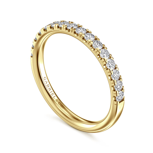 Gabriel & Co. Contemporary 14K Yellow Gold Straight Diamond Wedding Band Image 3 SVS Fine Jewelry Oceanside, NY