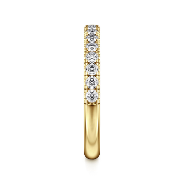 Gabriel & Co. Contemporary 14K Yellow Gold Straight Diamond Wedding Band Image 4 SVS Fine Jewelry Oceanside, NY