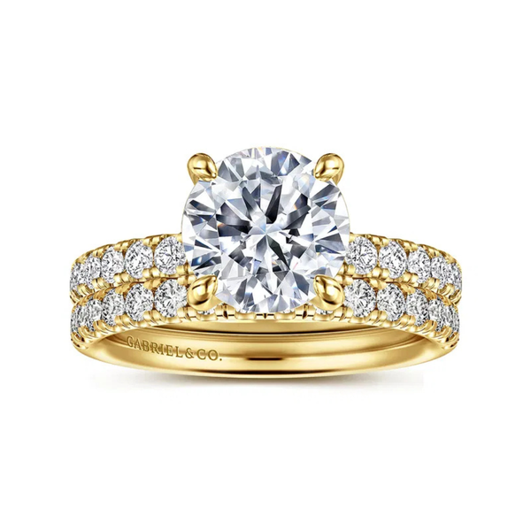 Gabriel & Co. Contemporary 14K Yellow Gold Straight Diamond Wedding Band Image 5 SVS Fine Jewelry Oceanside, NY