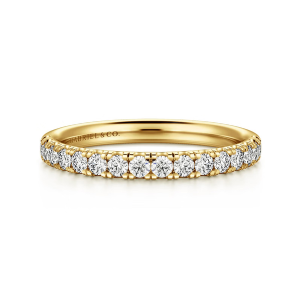 Gabriel & Co. Contemporary 14K Yellow Gold Straight Diamond Wedding Band SVS Fine Jewelry Oceanside, NY