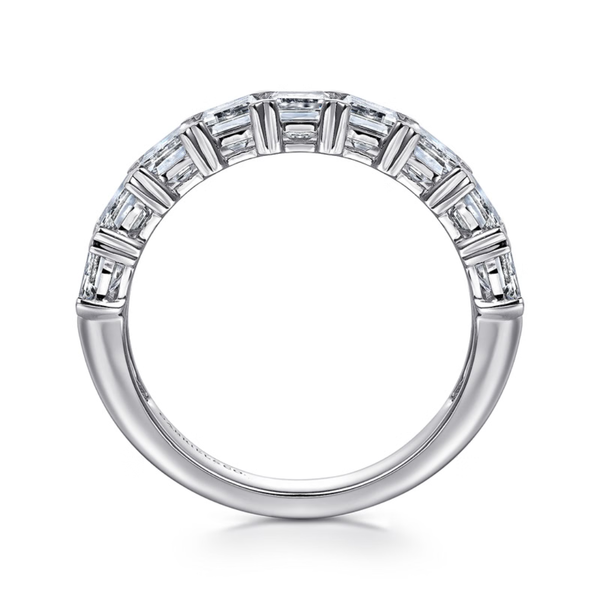 Gabriel & Co. Classic 14K White Gold Fancy Emerald Cut Diamond Wedding Band Image 2 SVS Fine Jewelry Oceanside, NY