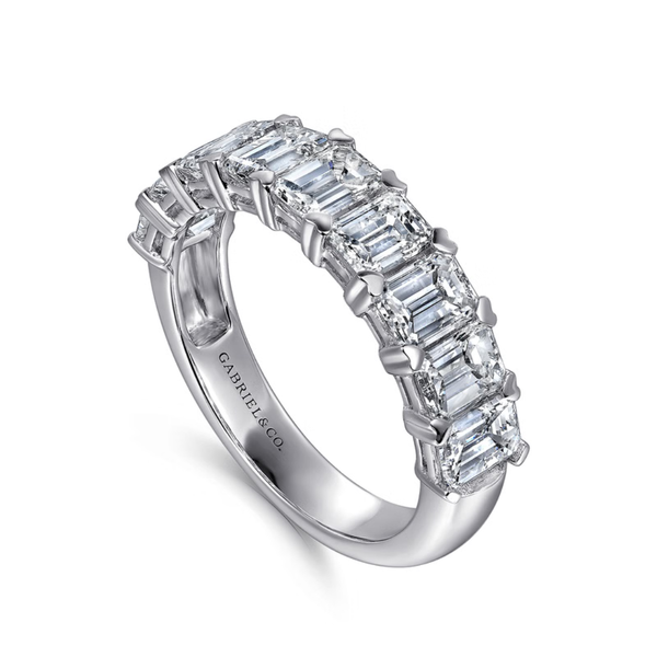 Gabriel & Co. Classic 14K White Gold Fancy Emerald Cut Diamond Wedding Band Image 3 SVS Fine Jewelry Oceanside, NY