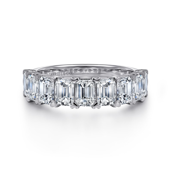 Gabriel & Co. Classic 14K White Gold Fancy Emerald Cut Diamond Wedding Band SVS Fine Jewelry Oceanside, NY