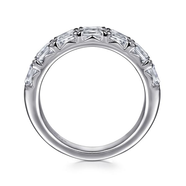 Gabriel & Co. Contemporary 14K White Gold Straight Emerald Cut 7 Stone Diamond Wedding Band Image 2 SVS Fine Jewelry Oceanside, NY