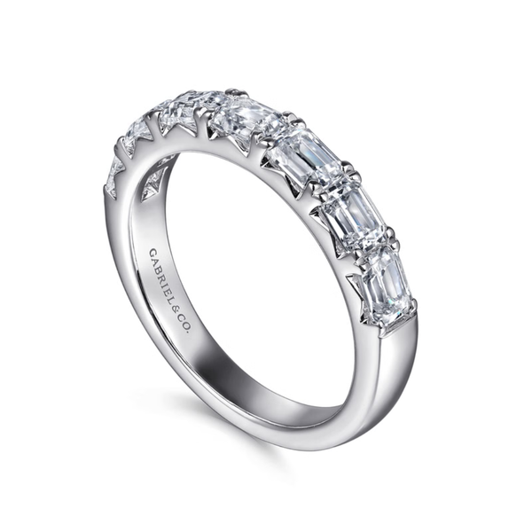 Gabriel & Co. Contemporary 14K White Gold Straight Emerald Cut 7 Stone Diamond Wedding Band Image 3 SVS Fine Jewelry Oceanside, NY