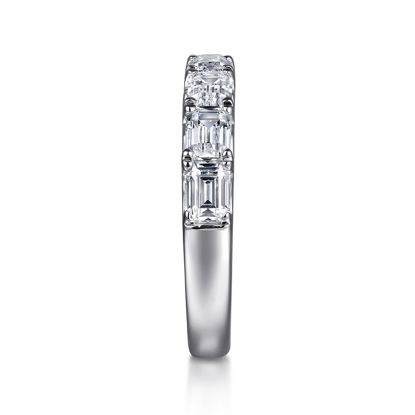 Gabriel & Co. Contemporary 14K White Gold Straight Emerald Cut 7 Stone Diamond Wedding Band Image 4 SVS Fine Jewelry Oceanside, NY