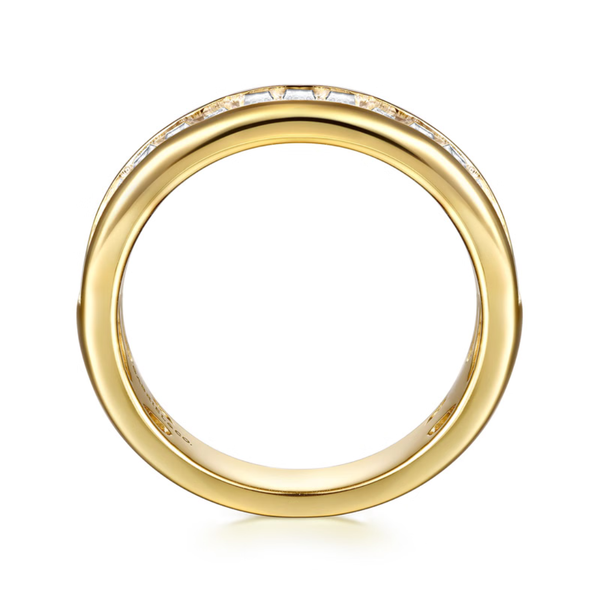 Gabriel & Co. Contemporary 14K Yellow Gold Fancy Channel Baguette Diamond Wedding Band Image 2 SVS Fine Jewelry Oceanside, NY