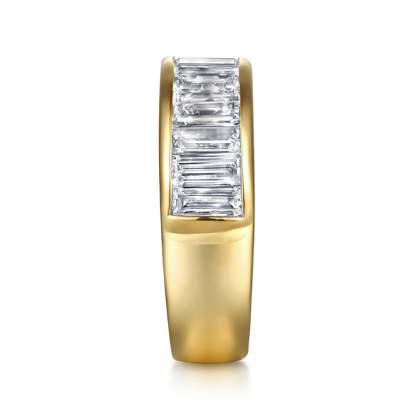 Gabriel & Co. Contemporary 14K Yellow Gold Fancy Channel Baguette Diamond Wedding Band Image 4 SVS Fine Jewelry Oceanside, NY