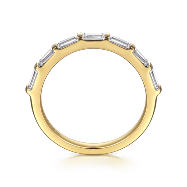Gabriel & Co. Contemporary 14K Yellow Gold Rena Bar Set Baguette 7 Stone Diamond Wedding Band Image 2 SVS Fine Jewelry Oceanside, NY