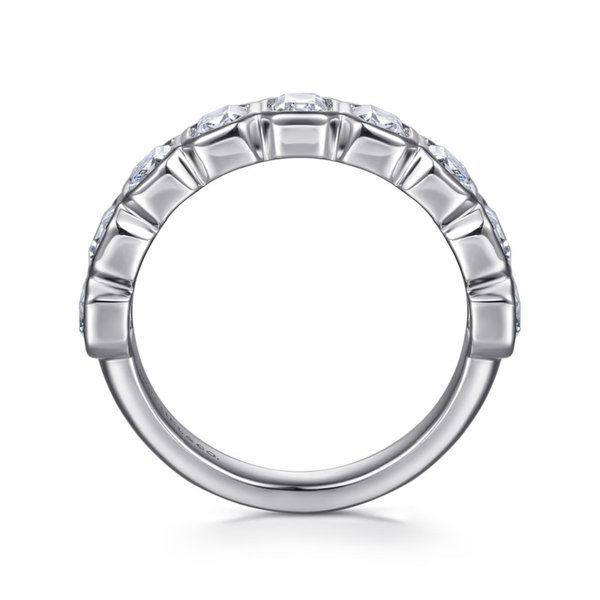 Gabriel & Co. Contemporary 14K White Gold Fancy Bezel Emerald Cut Diamond Wedding Band Image 2 SVS Fine Jewelry Oceanside, NY