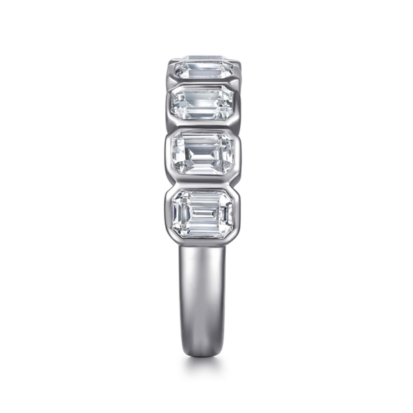 Gabriel & Co. Contemporary 14K White Gold Fancy Bezel Emerald Cut Diamond Wedding Band Image 4 SVS Fine Jewelry Oceanside, NY