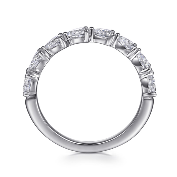 Gabriel & Co. Contemporary 14K White Gold Fancy East West Prong Set Pear Shape Diamond Wedding Band Image 2 SVS Fine Jewelry Oceanside, NY