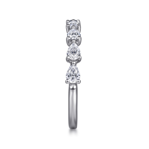 Gabriel & Co. Contemporary 14K White Gold Fancy East West Prong Set Pear Shape Diamond Wedding Band Image 4 SVS Fine Jewelry Oceanside, NY