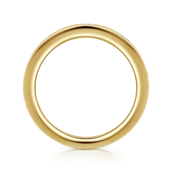 Gabriel & Co. Contemporary 14K Yellow Gold Amah 5 Stone Flush Set Marquise Diamond Wedding Band Image 2 SVS Fine Jewelry Oceanside, NY