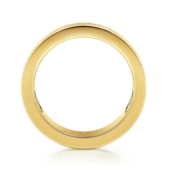 Gabriel & Co. Contemporary 14K Yellow Gold Ophelienne 5mm Diamond Cigar Wedding Band Image 2 SVS Fine Jewelry Oceanside, NY