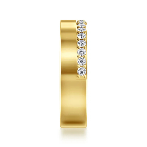 Gabriel & Co. Contemporary 14K Yellow Gold Ophelienne 5mm Diamond Cigar Wedding Band Image 4 SVS Fine Jewelry Oceanside, NY