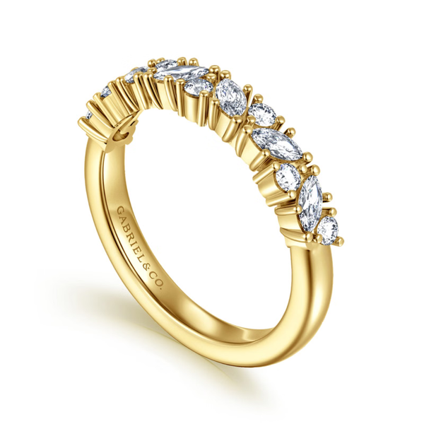 Gabriel & Co. Contemporary 14K Yellow Gold Astrielle Marquise and Round Diamond Wedding Band Image 3 SVS Fine Jewelry Oceanside, NY