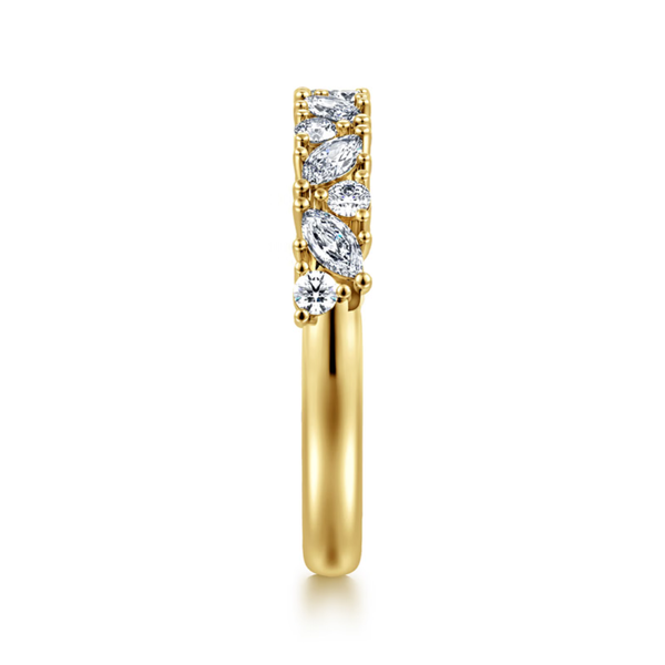 Gabriel & Co. Contemporary 14K Yellow Gold Astrielle Marquise and Round Diamond Wedding Band Image 4 SVS Fine Jewelry Oceanside, NY