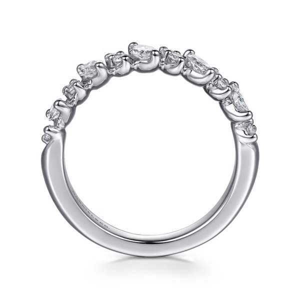 Gabriel & Co. Contemporary 14K White Gold Anna Prong Set Marquise and Round Diamond Wedding Band Image 2 SVS Fine Jewelry Oceanside, NY