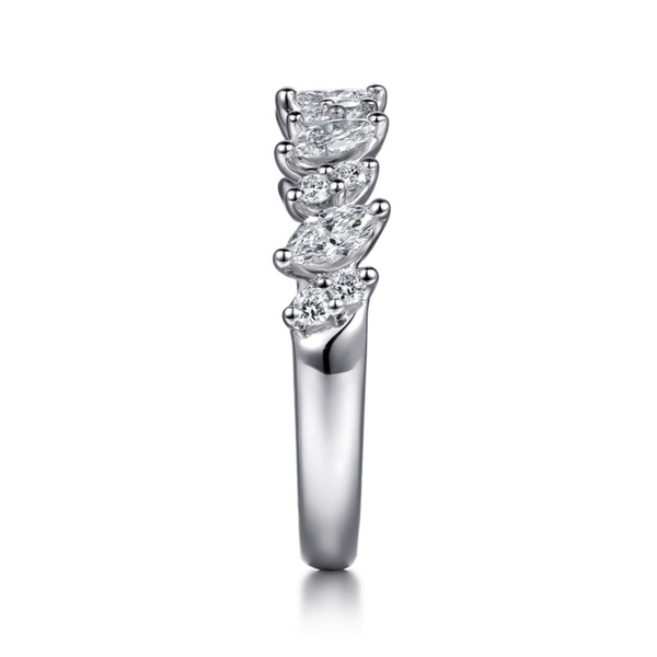 Gabriel & Co. Contemporary 14K White Gold Anna Prong Set Marquise and Round Diamond Wedding Band Image 4 SVS Fine Jewelry Oceanside, NY