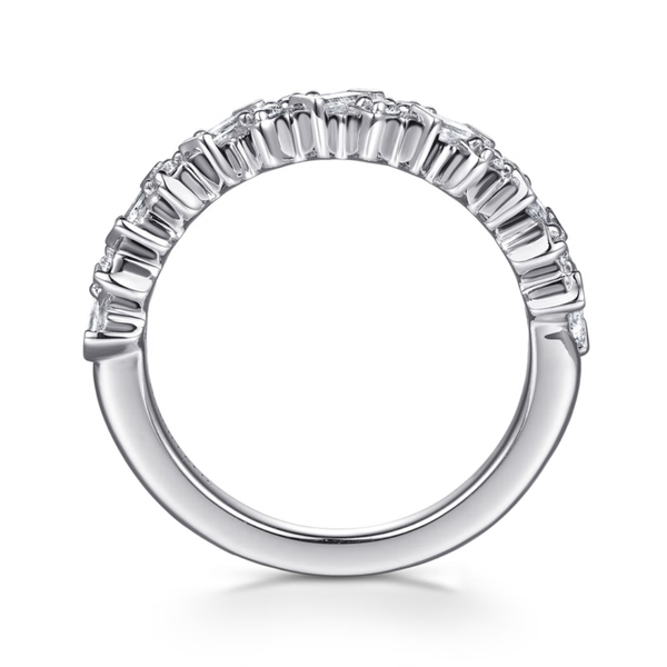 Gabriel & Co. Contemporary 14K White Gold Llana Baguette and Round Diamond Wedding Band Image 2 SVS Fine Jewelry Oceanside, NY