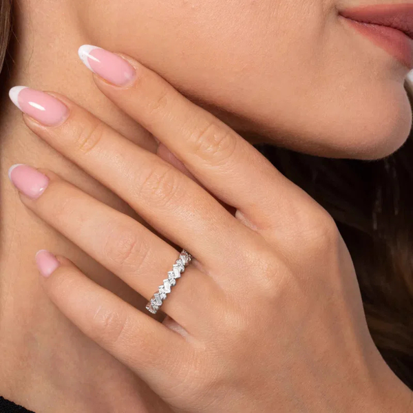 Gabriel & Co. Contemporary 14K White Gold Llana Baguette and Round Diamond Wedding Band Image 5 SVS Fine Jewelry Oceanside, NY