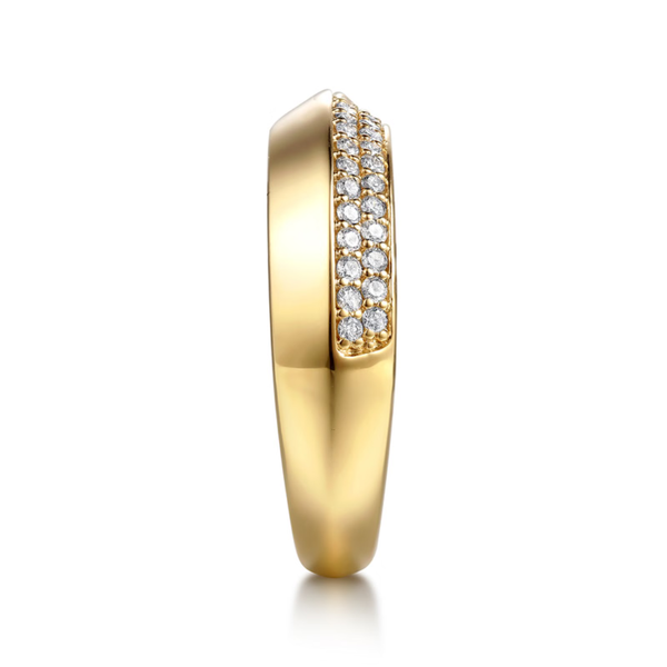 Gabriel & Co. Contemporary 14K Yellow Gold Inspire Diamond Wedding Band Image 3 SVS Fine Jewelry Oceanside, NY