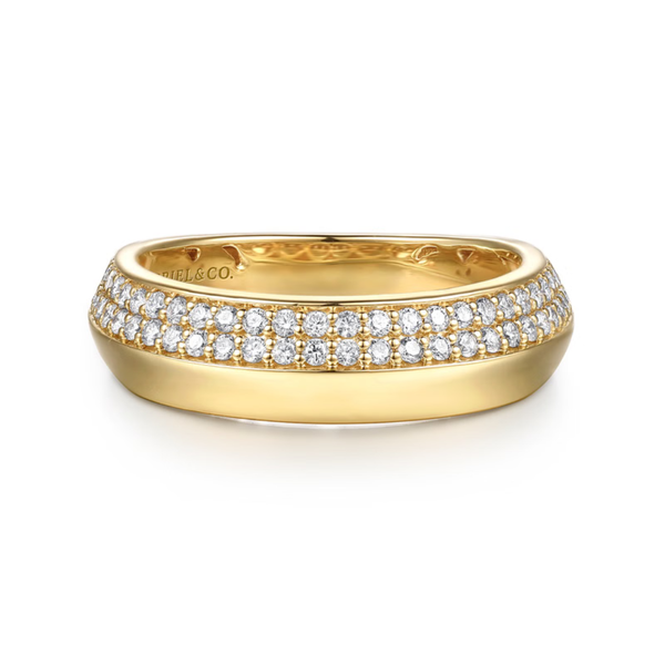 Gabriel & Co. Contemporary 14K Yellow Gold Inspire Diamond Wedding Band SVS Fine Jewelry Oceanside, NY