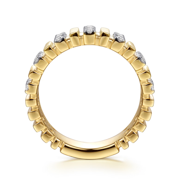 Gabriel & Co. Contemporary 14K Yellow Gold Jay U Setting Diamond Wedding Band Image 2 SVS Fine Jewelry Oceanside, NY