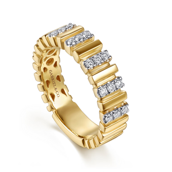 Gabriel & Co. Contemporary 14K Yellow Gold Jay U Setting Diamond Wedding Band Image 3 SVS Fine Jewelry Oceanside, NY