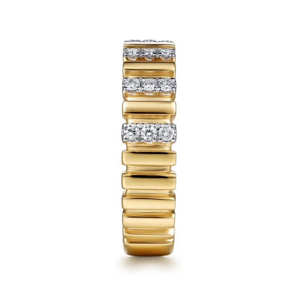 Gabriel & Co. Contemporary 14K Yellow Gold Jay U Setting Diamond Wedding Band Image 4 SVS Fine Jewelry Oceanside, NY