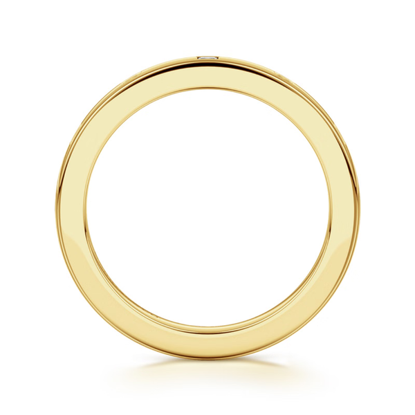 Gabriel & Co. Contemporary 14K Yellow Gold Evadelle Bezel Set Princess Cut Diamond Wedding Band Image 2 SVS Fine Jewelry Oceanside, NY