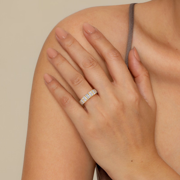 Gabriel & Co. Contemporary 14K Yellow Gold Calyra Emerald Cut Diamond Wedding Band Image 5 SVS Fine Jewelry Oceanside, NY