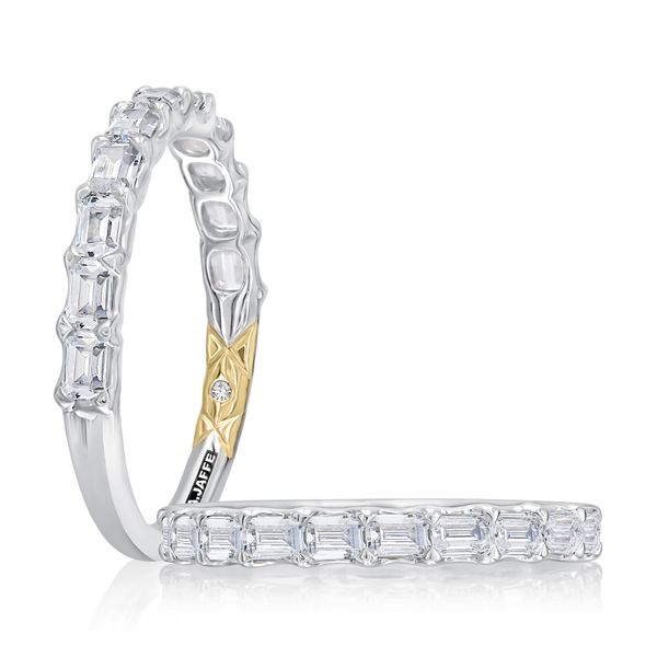 A.Jaffe White & Yellow Gold Diamond Wedding Ring SVS Fine Jewelry Oceanside, NY